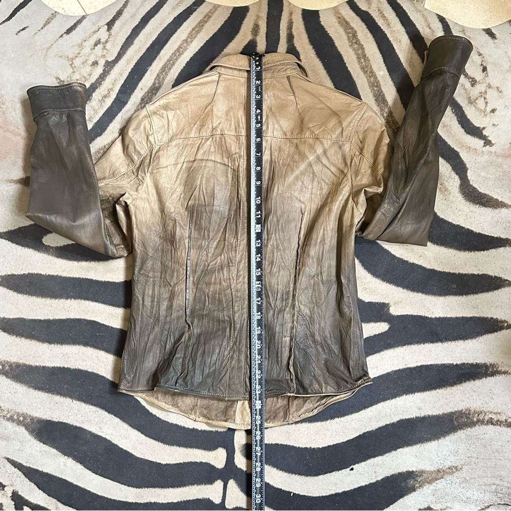 ALLSAINTS Brown Ombre Leather Shirt Jacket🌸 - Picture 12 of 13